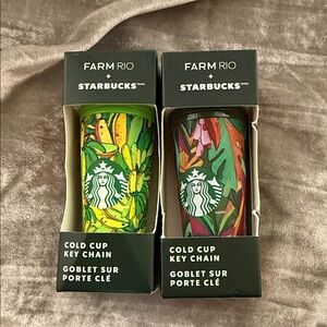 Starbucks Farm Rio Cold Cup Key Chain Ornament Set - Green and Red